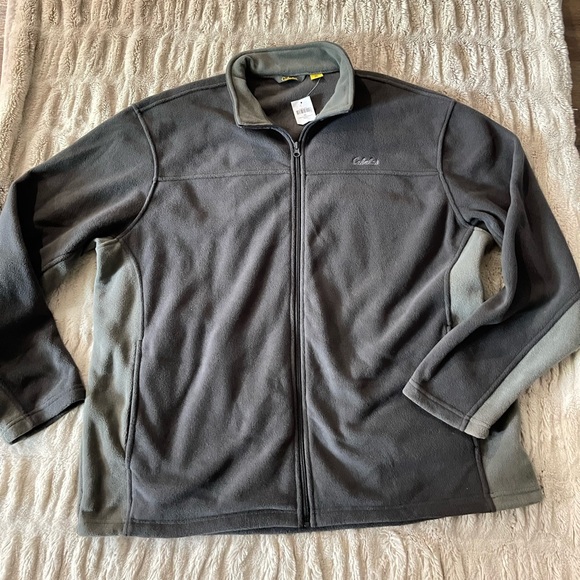 Cabelas Jacket Mens Gray Fleece Full Zip Outdoors Coat. - Picture 3 of 12